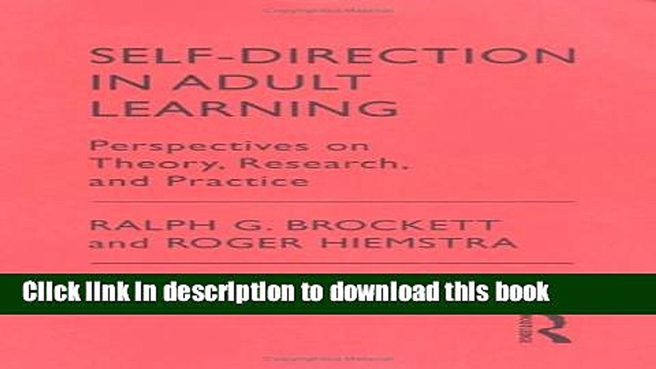 Ebook Self-Direction in Adult Learning: Perspective on Theory, Research and Practice (Theory and