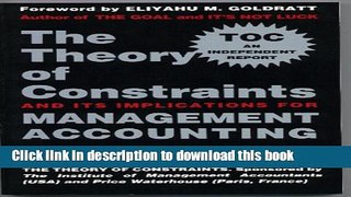 Books The Theory of Constraints and Its Implications for Management Accounting Free Online