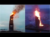 World's tallest bonfire burns in Norway