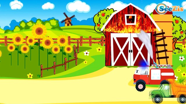 Coches Para Niños. Excavadora, Camión de Bomberos y Carros de Carreras - Dibujo animado de carros