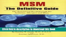 Books MSM the Definitive Guide: The Nutritional Breakthrough for Arthritis, Allergies and More