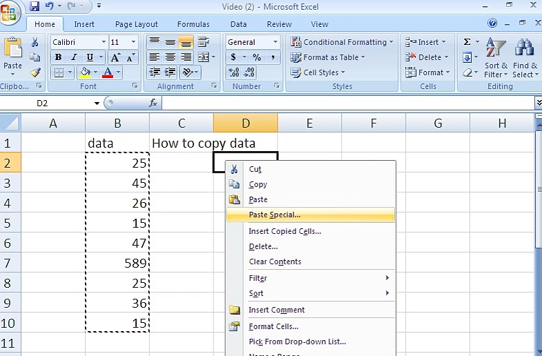 How to copy data from one cell to another