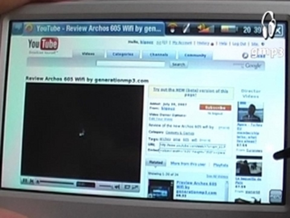 Test Archos 605 Wifi - Navigation Web 1/2