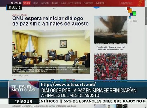 Gobierno y oposición sirios retomarán diálogos de paz en agosto