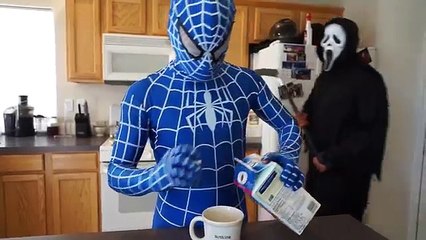Blue Spiderman vs Scream In Real Life SuperHero Movie!