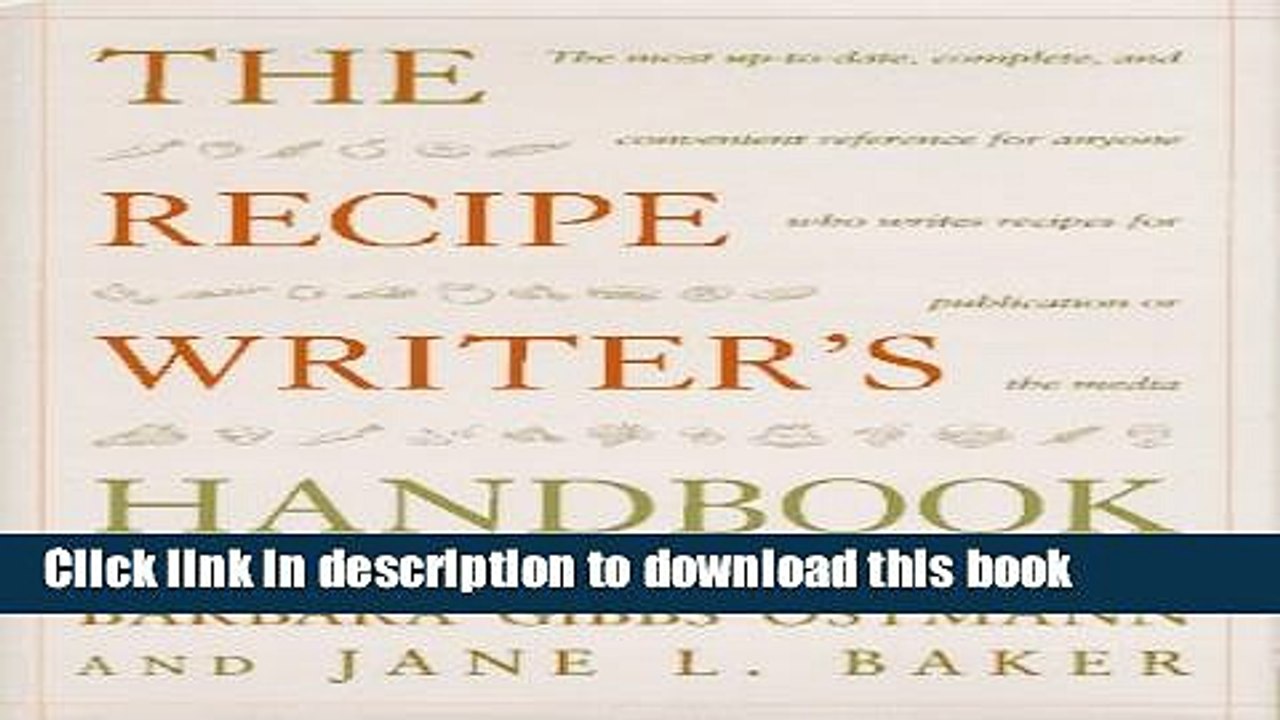 Books The Recipe Writer s Handbook Free Online