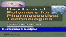Books Handbook of Polymers for Pharmaceutical Technologies, Structure and Chemistry (Volume 1)