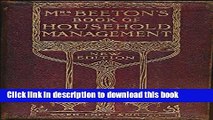 Ebook Mrs Beeton s Book of Household Management 1912. New Edition Free Online