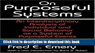 Books On Purposeful Systems: An Interdisciplinary Analysis of Individual and Social Behavior as a