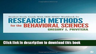 Books Student Study Guide With IBM SPSS Workbook for Research Methods for the Behavioral Sciences
