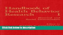 Books Handbook of Health Behavior Research I: Personal and Social Determinants Free Online
