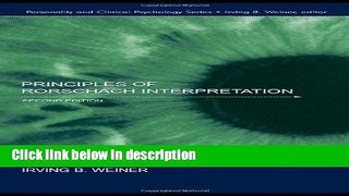 Ebook Principles of Rorschach Interpretation (Lea Series in Personality and Clinical Psychology)