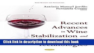 Books Recent Advances in Wine Stabilization and Conservation Technologies (Food and Science