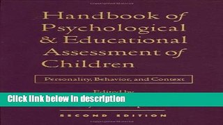 Books Handbook of Psychological and Educational Assessment of Children, 2/e: Personality,