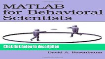 Books MATLAB for Behavioral Scientists Full Download