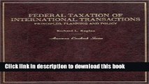 Books Federal Taxation of International Transactions: Principles, Planning and Policy Free Online