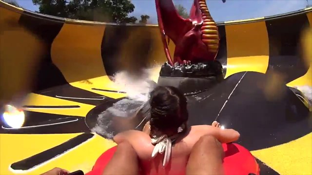 Water Park Ride Slide - Water Park Video for Kids - Water Slide at Raging Waters, Los Angeles