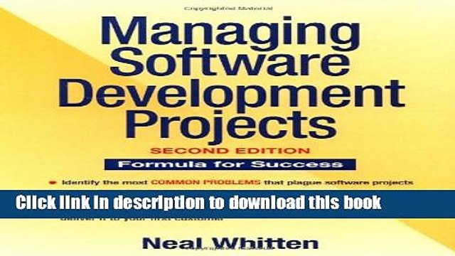 Books Managing Software Development Projects: Formula for Success Full Online