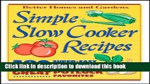 Ebook Simple Slow Cooker Recipes BN Edition (Better Homes   Gardens Cooking) Free Online