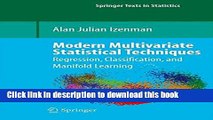 Ebook Modern Multivariate Statistical Techniques: Regression, Classification, and Manifold