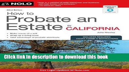 Books How to Probate an Estate in California Free Online