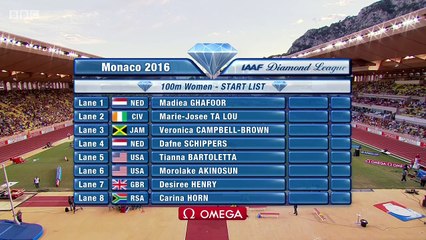 100m F - DL Monaco, 15 juillet 2016 (Schippers en 10''94)