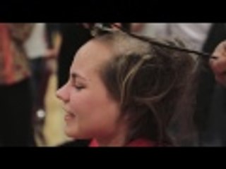 Girl headshave for Leukemia research