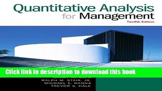 Books Quantitative Analysis for Management (12th Edition) Full Online