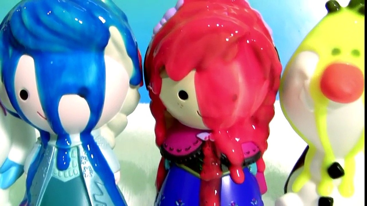 Learn COLORS Disney Frozen Marshmallow Olaf Anna Elsa Fingerpaint Bath Paint Minnie Surprise Toys