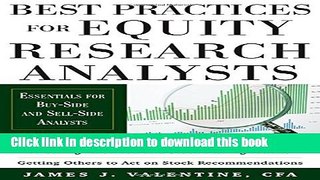 Ebook Best Practices for Equity Research Analysts:  Essentials for Buy-Side and Sell-Side Analysts