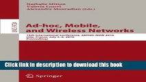 Ebook Ad-hoc, Mobile, and Wireless Networks: 15th International Conference, ADHOC-NOW 2016, Lille,