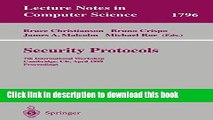 Ebook|Books} Security Protocols: 7th International Workshop Cambridge, UK, April 19-21, 1999