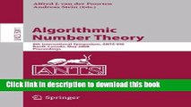 Ebook|Books} Algorithmic Number Theory: 8th International Symposium, ANTS-VIII Banff, Canada, May