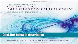 Books The Handbook of Clinical Neuropsychology Free Online