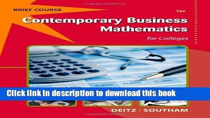 PDF  Contemporary Business Mathematics for Colleges, Brief (with Printed Access Card)  Free Books