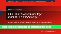 Ebook|Books} RFID Security and Privacy: Concepts, Protocols, and Architectures (Lecture Notes in