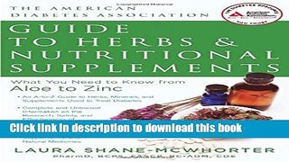 [Read PDF] American Diabetes Association Guide to Herbs and Nutritional Supplements: What You Need