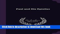Books Paul and His Epistles Free Online