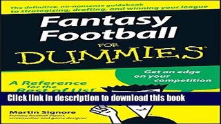 [Read PDF] Fantasy Football For Dummies Download Free