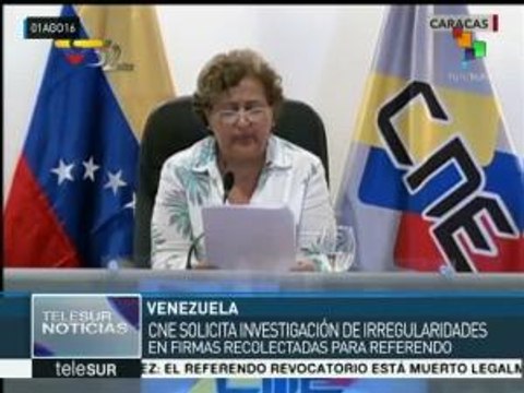 Venezuela: CNE pide investigar irregularidades en firmas recolectadas