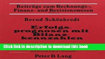 PDF  Erfolgsprognosen mit Bilanzkennzahlen (BeitrÃ¤ge zum Rechnungs-, Finanz- und Revisionswesen)