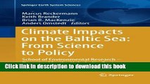 Books Climate Impacts on the Baltic Sea: From Science to Policy: School of Environmental Research