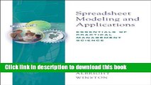 Download  Spreadsheet Modeling and Applications: Essentials of Practical Management Science (with