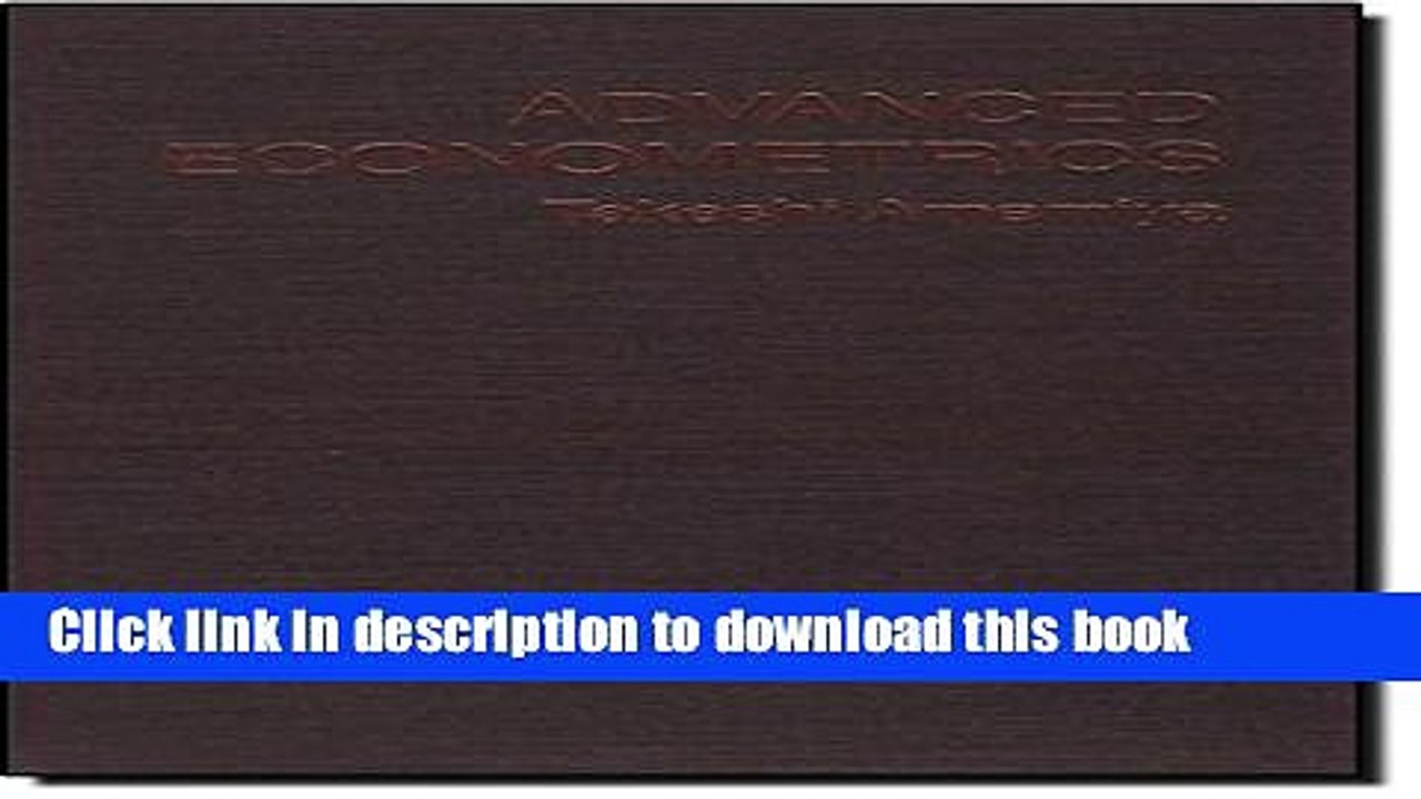 PDF  Advanced Econometrics  Free Books