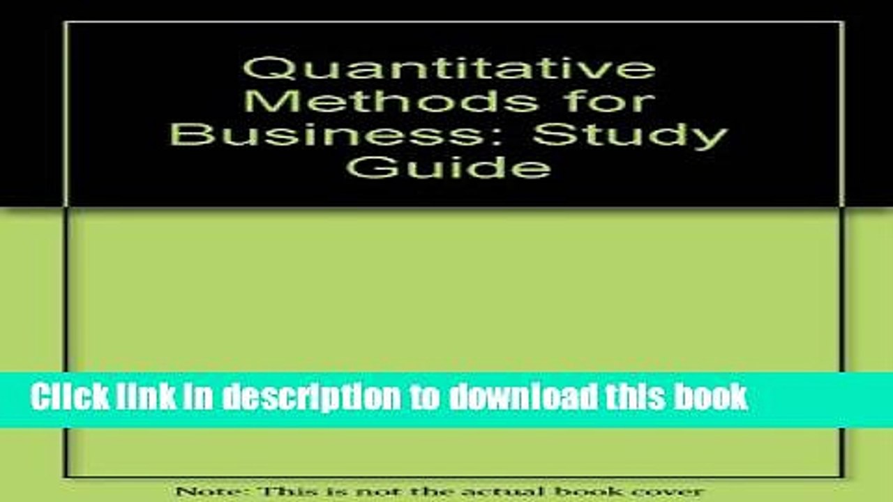 PDF  Study Guide for Quantitative Methods for Business  Online