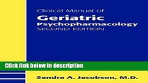 Books Clinical Manual of Geriatric Psychopharmacology Full Download