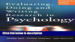 Books Evaluating, Doing and Writing Research in Psychology: A Step-by-Step Guide for Students Free