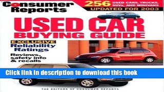 Ebook Consumer Reports Used Car Buying Guide 2003 Free Online