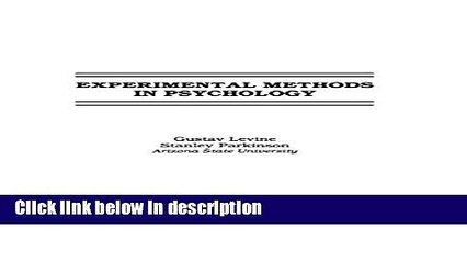 Books Experimental Methods in Psychology Free Online