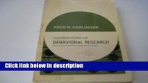 Books Foundations of Behavioural Research: Educational, Psychological and Sociological Enquiry